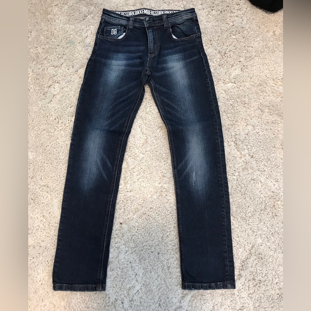 Bikkembergs navy blue jeans with bikkembergs writing for kids